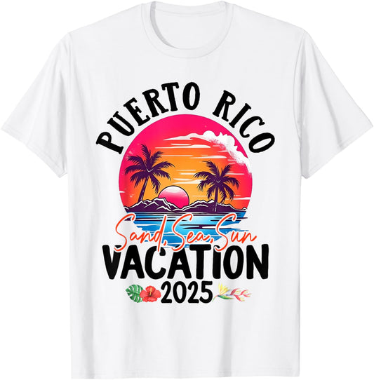 Puerto Rico Vacation 2025 Souvenir Matching Family Group by Puerto Rico Vacation Souvenir Holiday for Families, Couples, Groups - Blue, -Adults, -Kids, Short Sleeve T-Shirt - T-Shirt | White