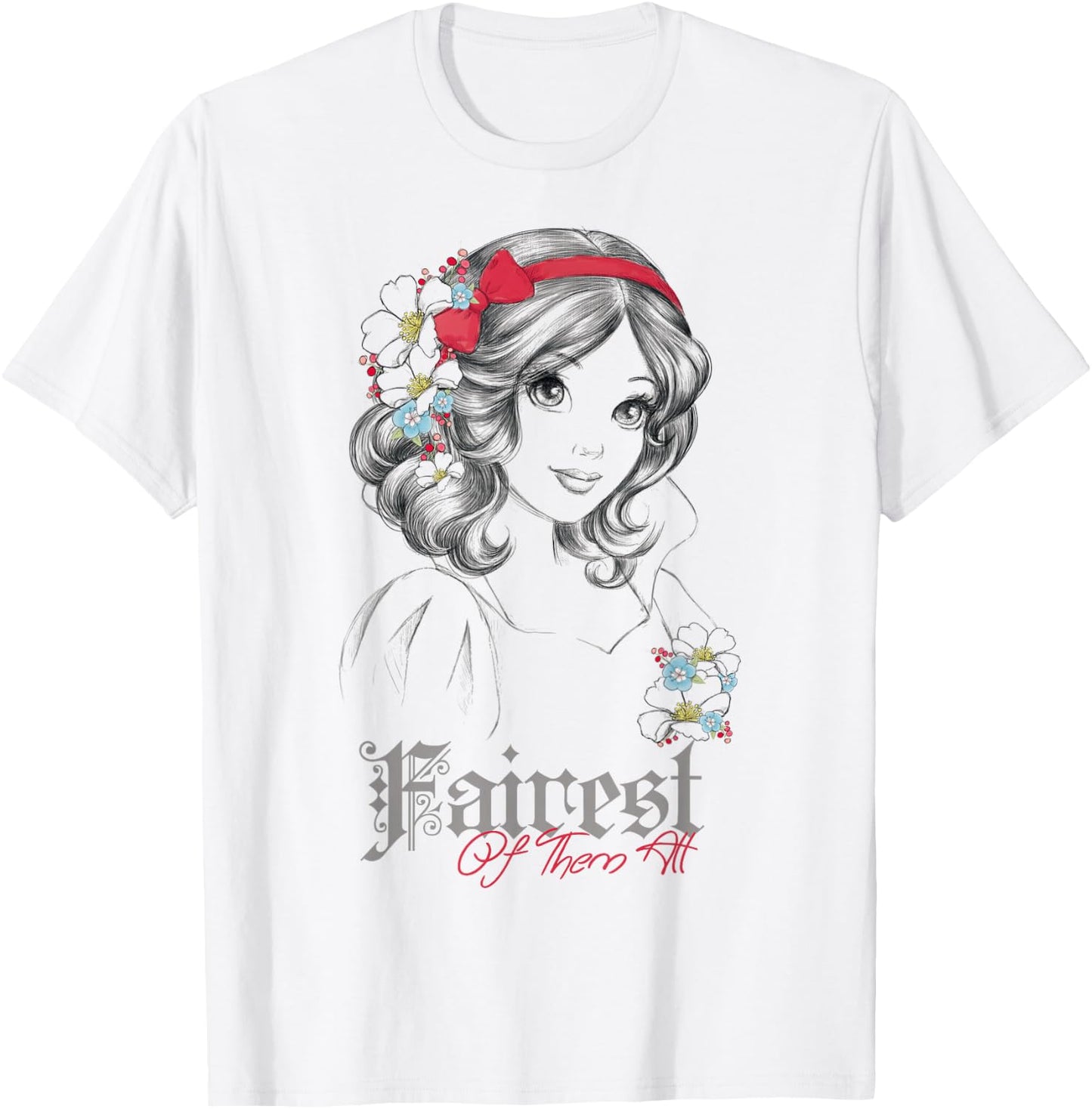 Disney Snow White Fairest Of Them All Modern Princess Sketch T-Shirt - T-Shirt | White