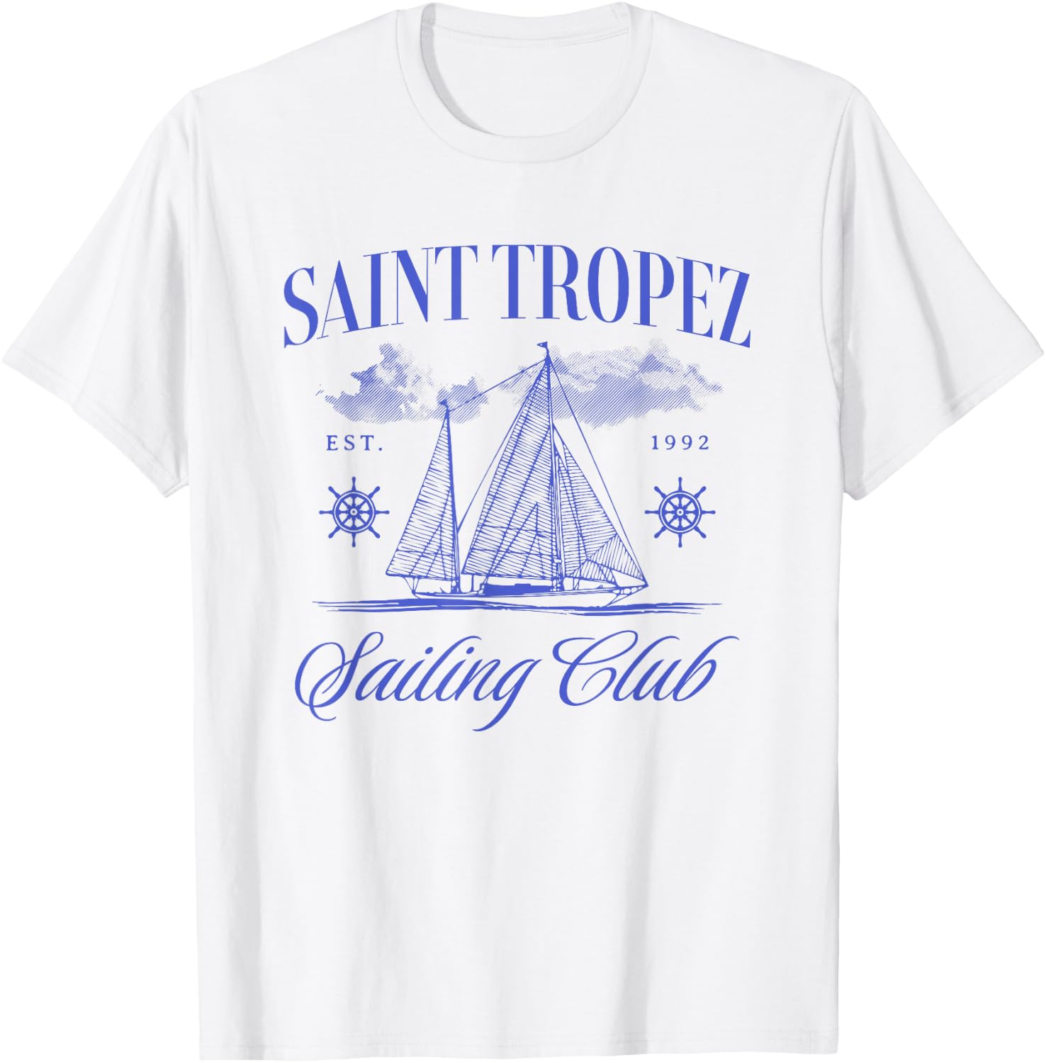 Saint Tropez Sailing Club French Riviera Vacation Travel T-Shirt - T-Shirt | White