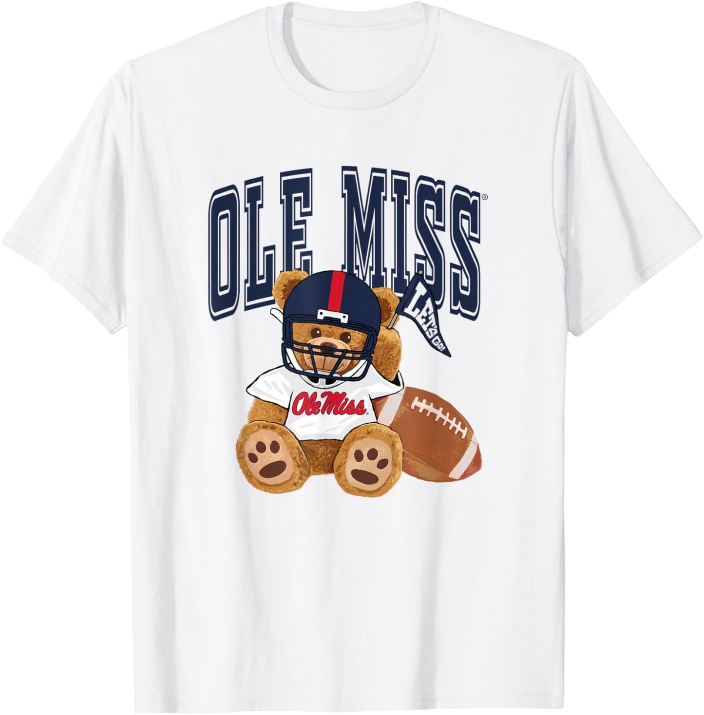 Mississippi Ole Miss Rebels Football Teddy Bear White T-Shirt - T-Shirt | White