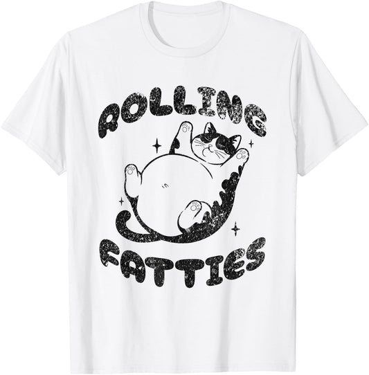 Oxygen Bandit -Adults Cat Lovers , Grey, Small, Short Sleeve, Classic Fit, Round Neck, Cartoon Cat Print T-Shirt - T-Shirt | White