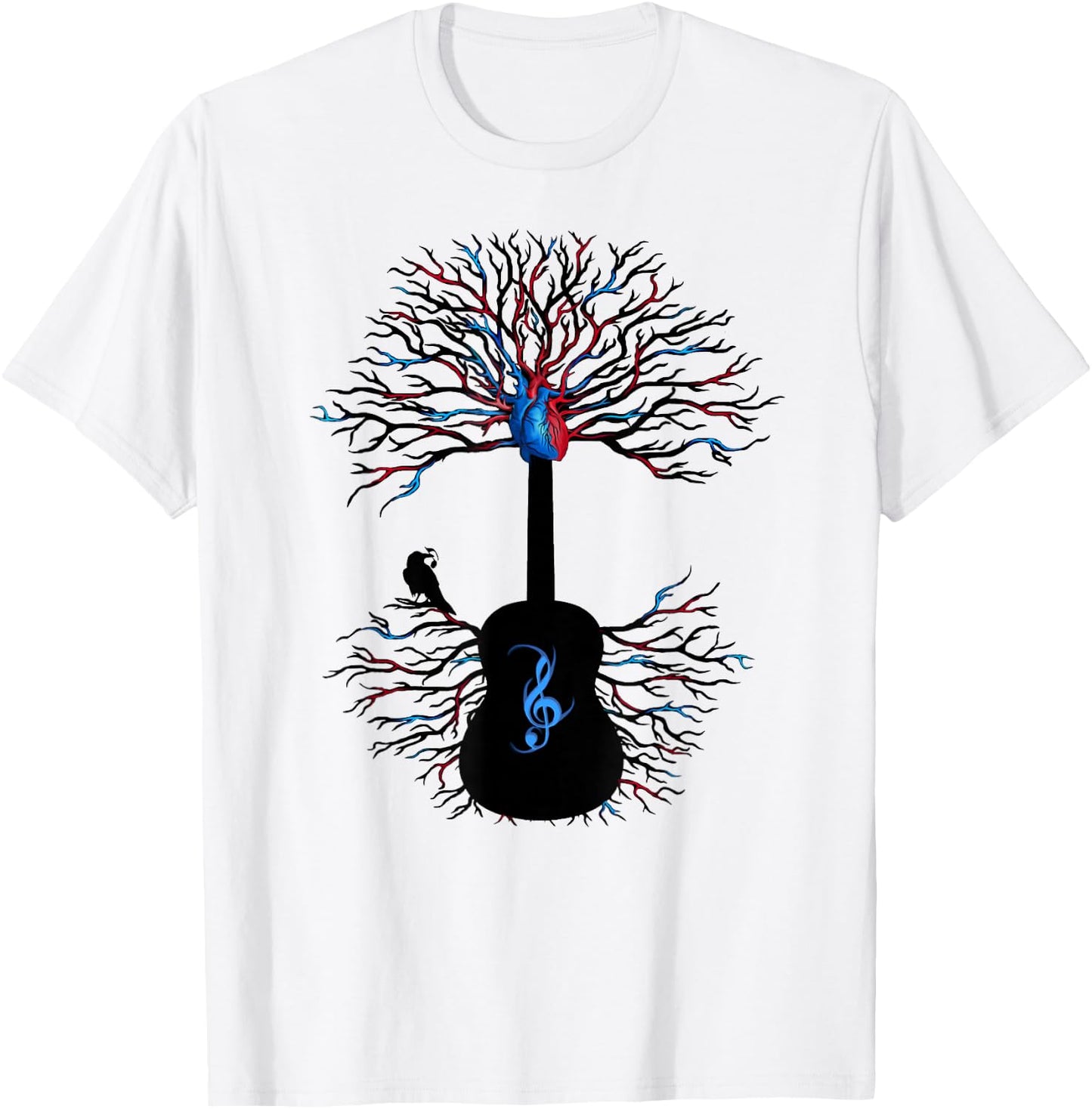 Acoustic Guitar Shirt, Music Tree of Life Guitarist Gift T-Shirt - T-Shirt | White