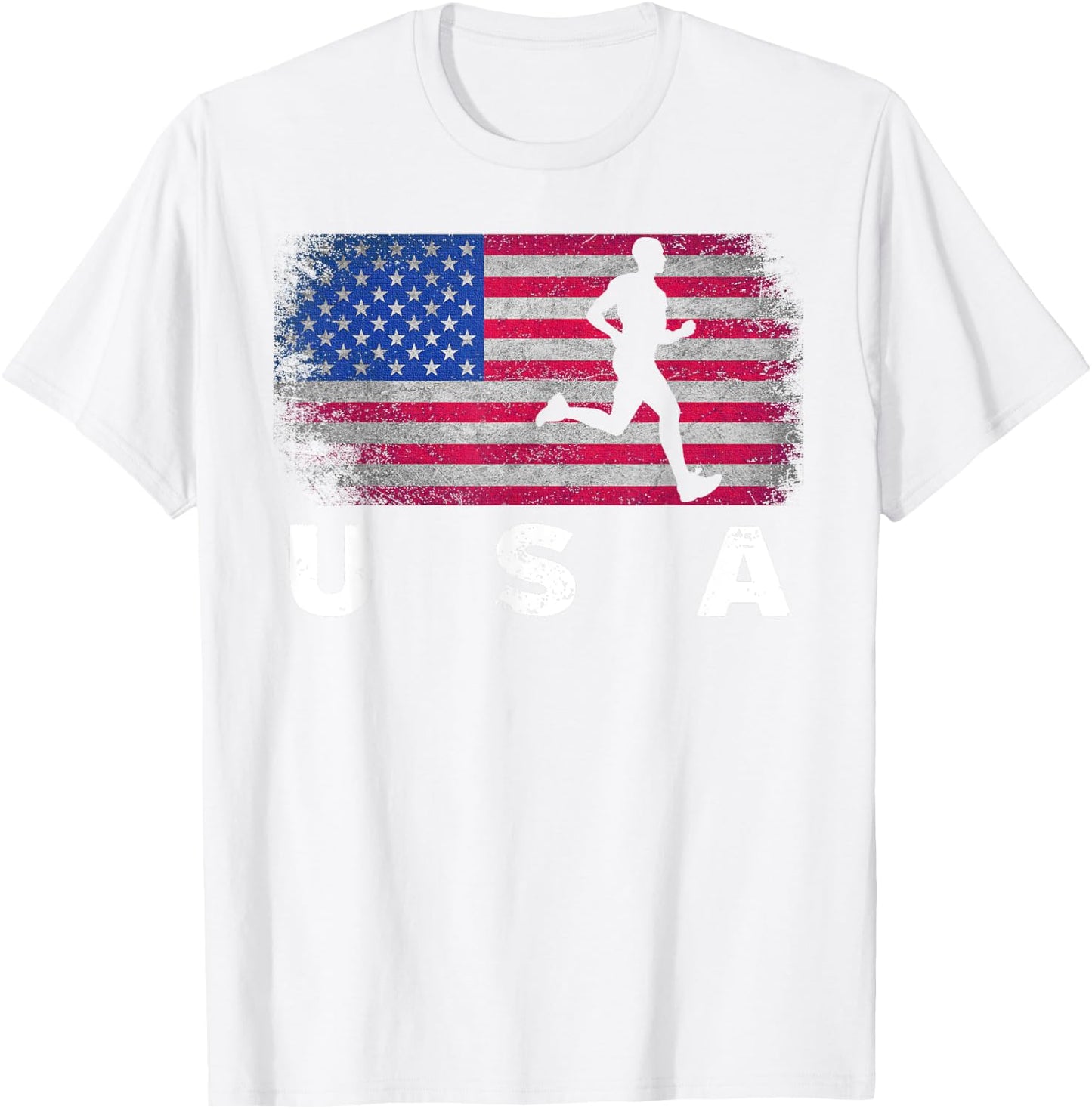 American Flag Track & Field - Cute Field Running Shirt Gift T-Shirt - T-Shirt | White