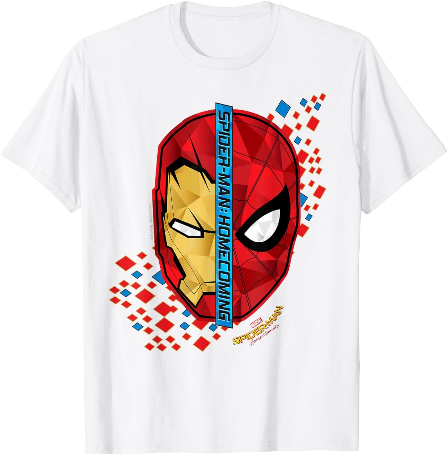 Marvel Spider-Man Homecoming Iron Man Face Split C1 T-Shirt - T-Shirt | White
