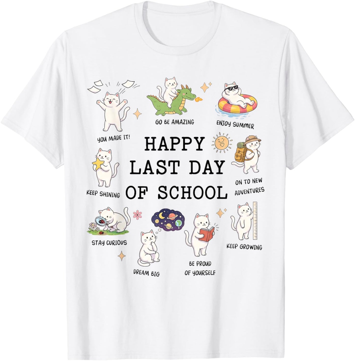 Happy Last Day School Cats T-Shirt - T-Shirt | White