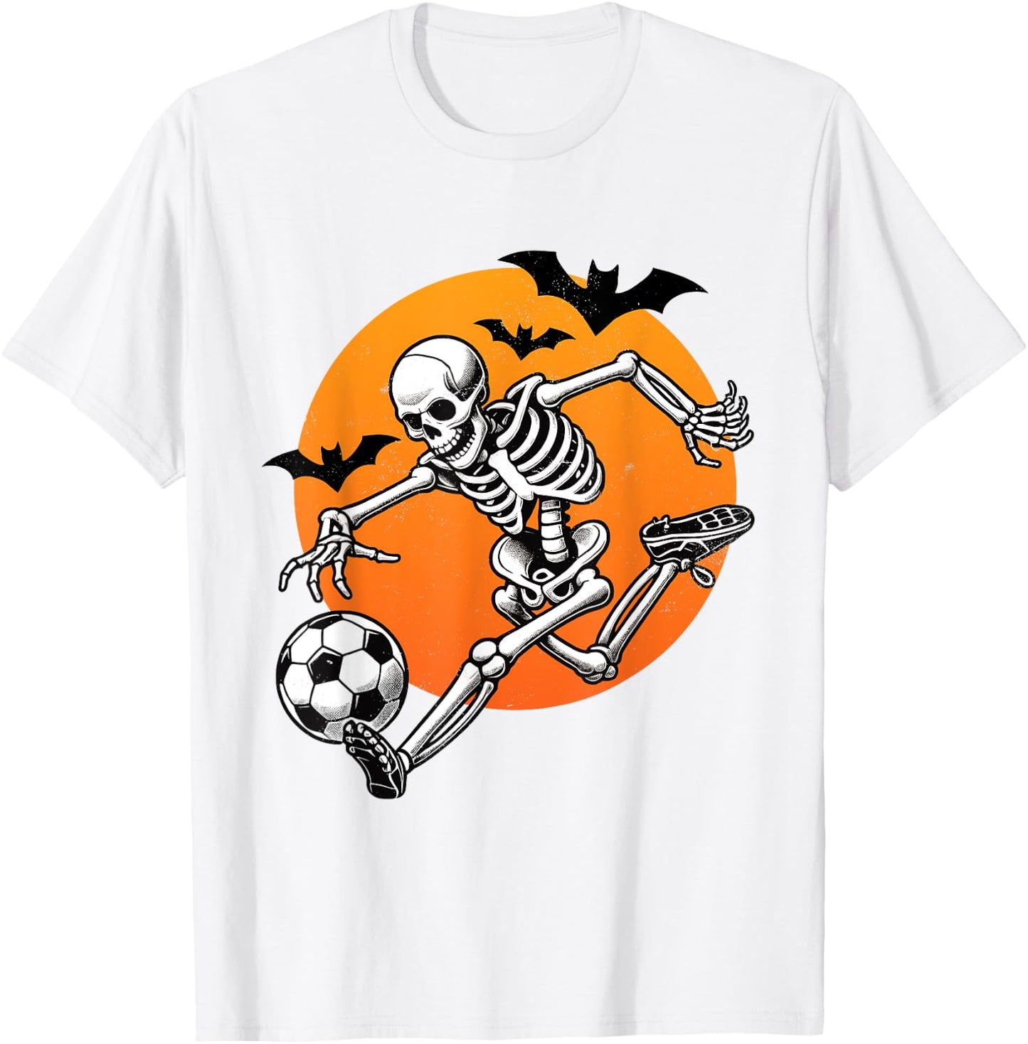 Skeleton Playing Soccer Player Fan Halloween Lazy Costume T-Shirt - T-Shirt | White