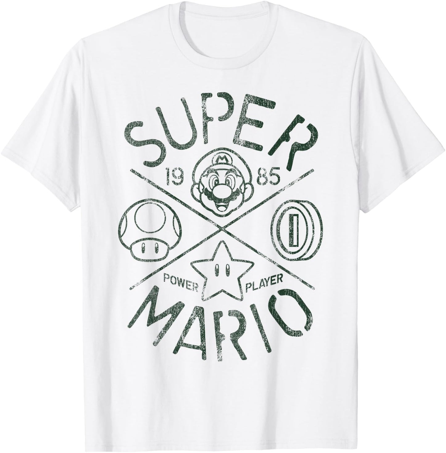 Nintendo Super Mario Vintage Crest 1985 Graphic T-Shirt - T-Shirt | White
