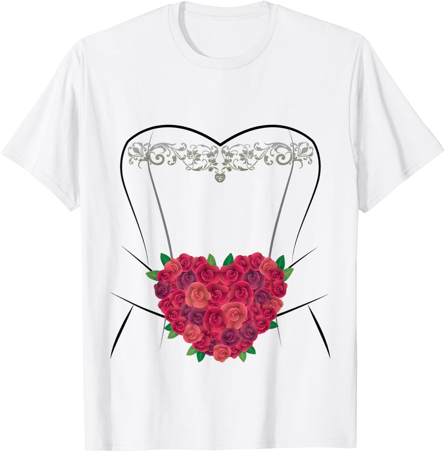 Wedding Dress T Shirt, Simple Marriage Bridal Shower Gifts T-Shirt - T-Shirt | White