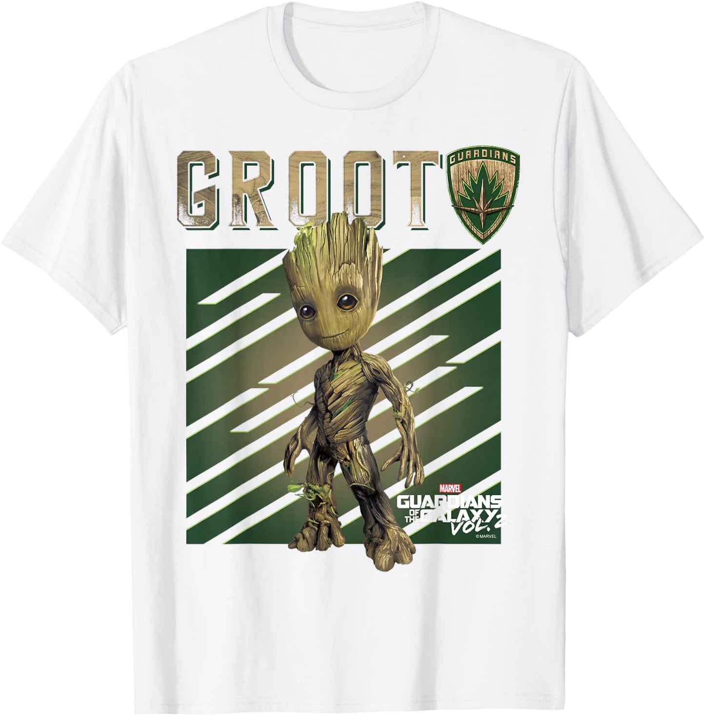 Marvel Guardians Vol. 2 Baby Groot Shield Graphic C1 T-Shirt - T-Shirt | White