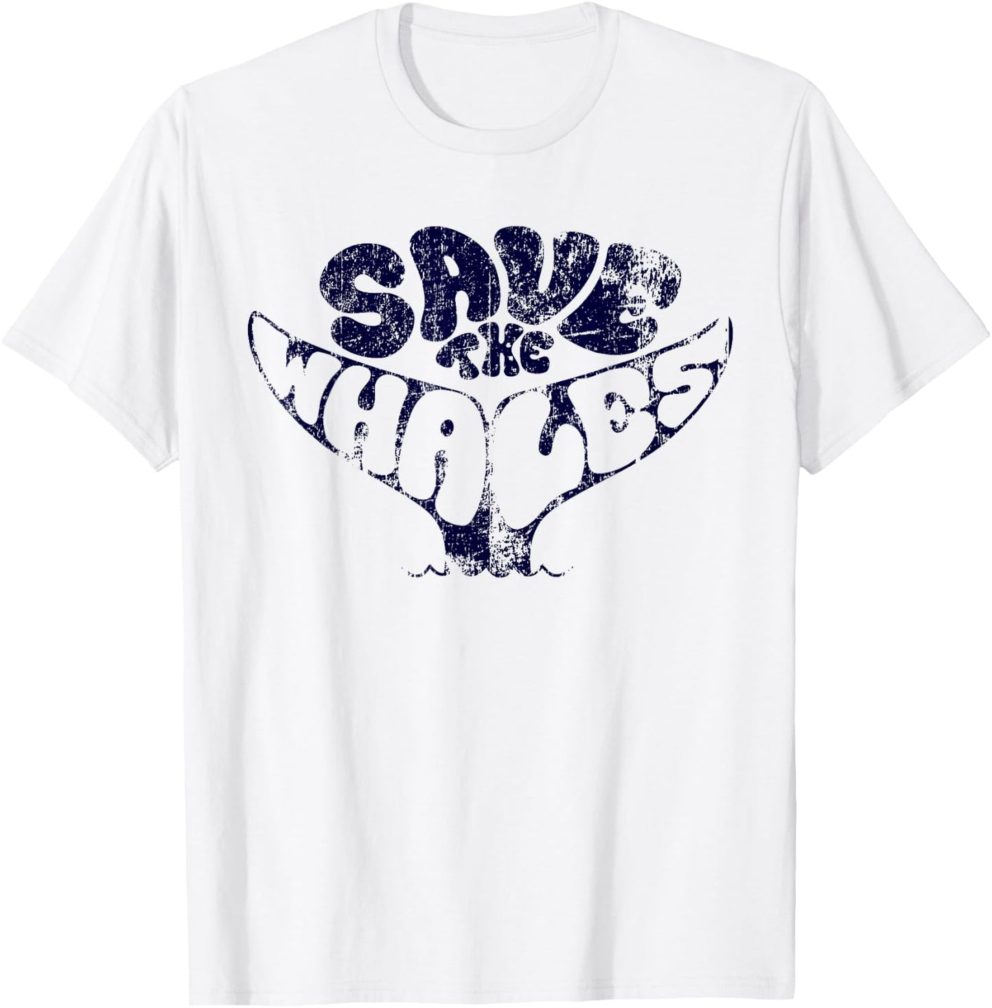 Save The Whales Distressed Vintage Environmentalist T-Shirt - T-Shirt | White
