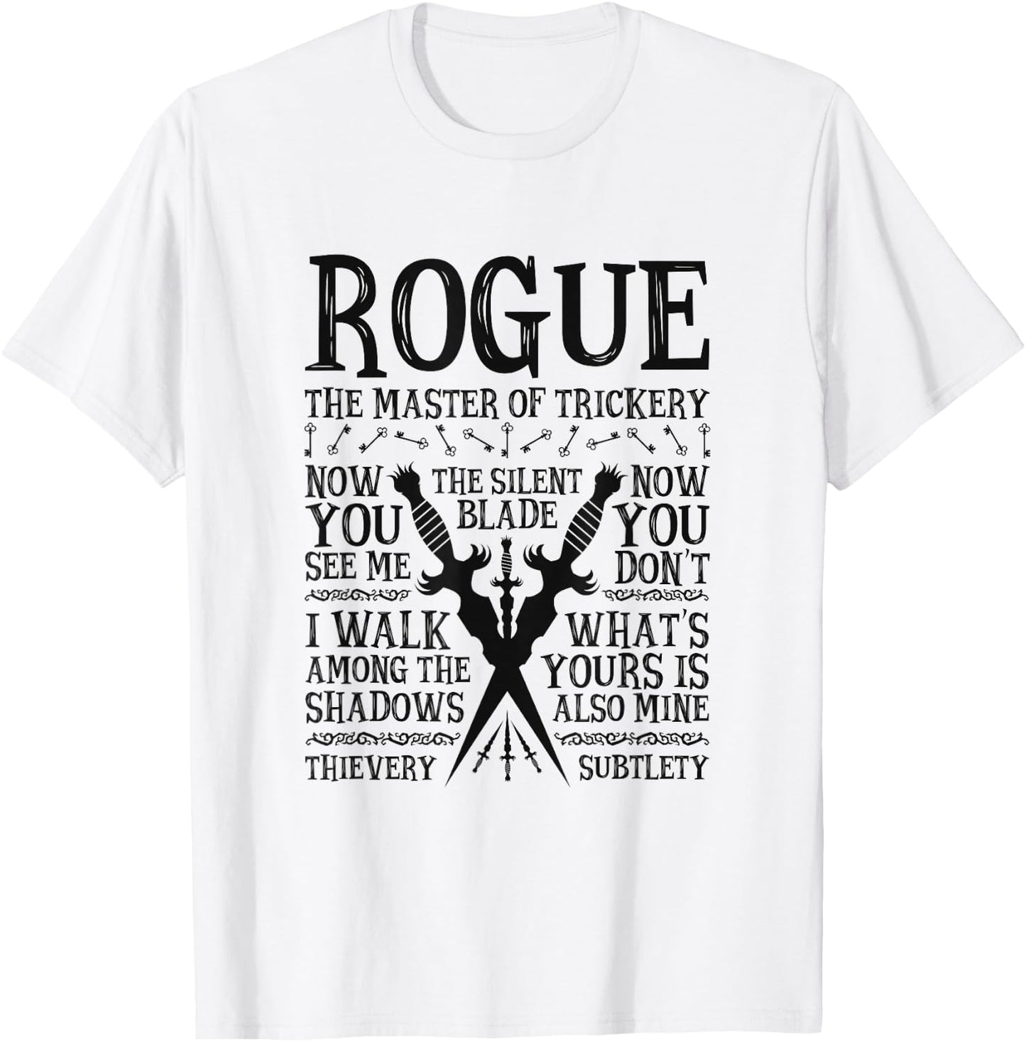 Rogue, The Master of Trickery - RPG Class T-Shirt - T-Shirt | White