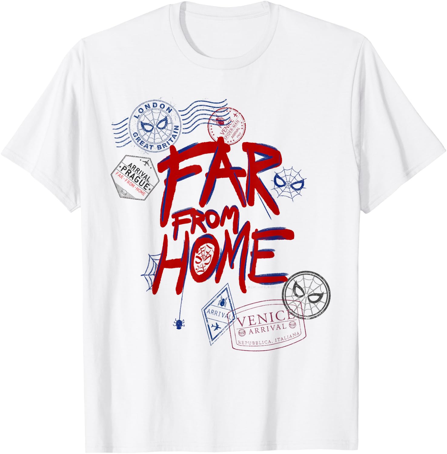 Marvel Spider-Man: Far From Home Travel Stamps T-Shirt - T-Shirt | White