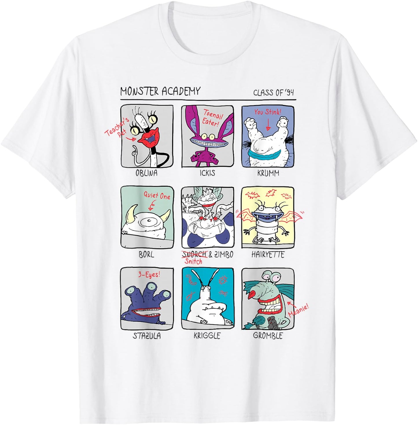 Aaahh!!! Real Monsters Yearbook Photos Page T-Shirt - T-Shirt | White