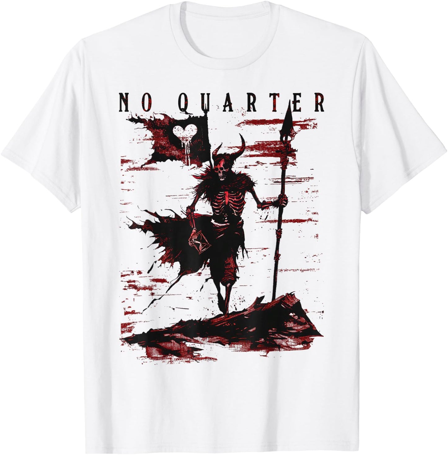 Blackbeard Flag: No Quarter T-Shirt - T-Shirt | White
