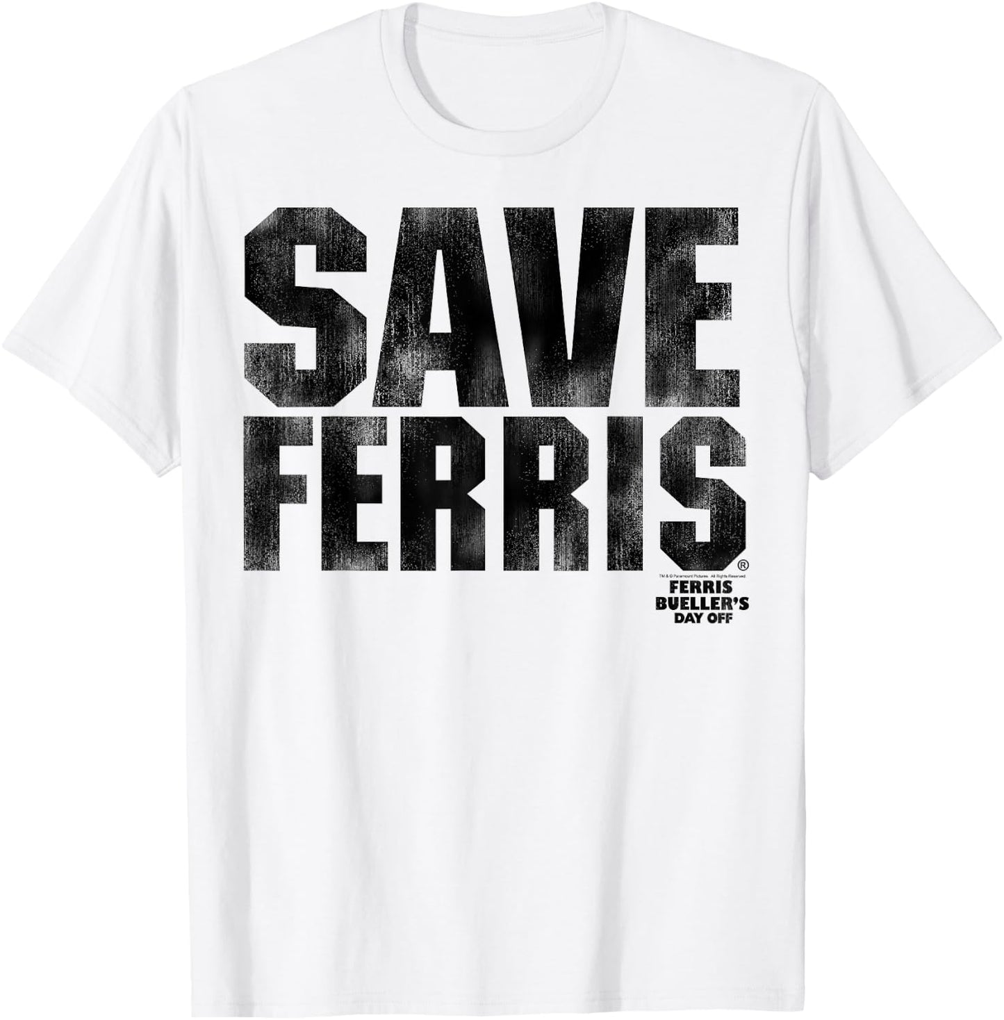 Ferris Bueller's Day Off Save Ferris Bold Black Type Graphic T-Shirt - T-Shirt | White
