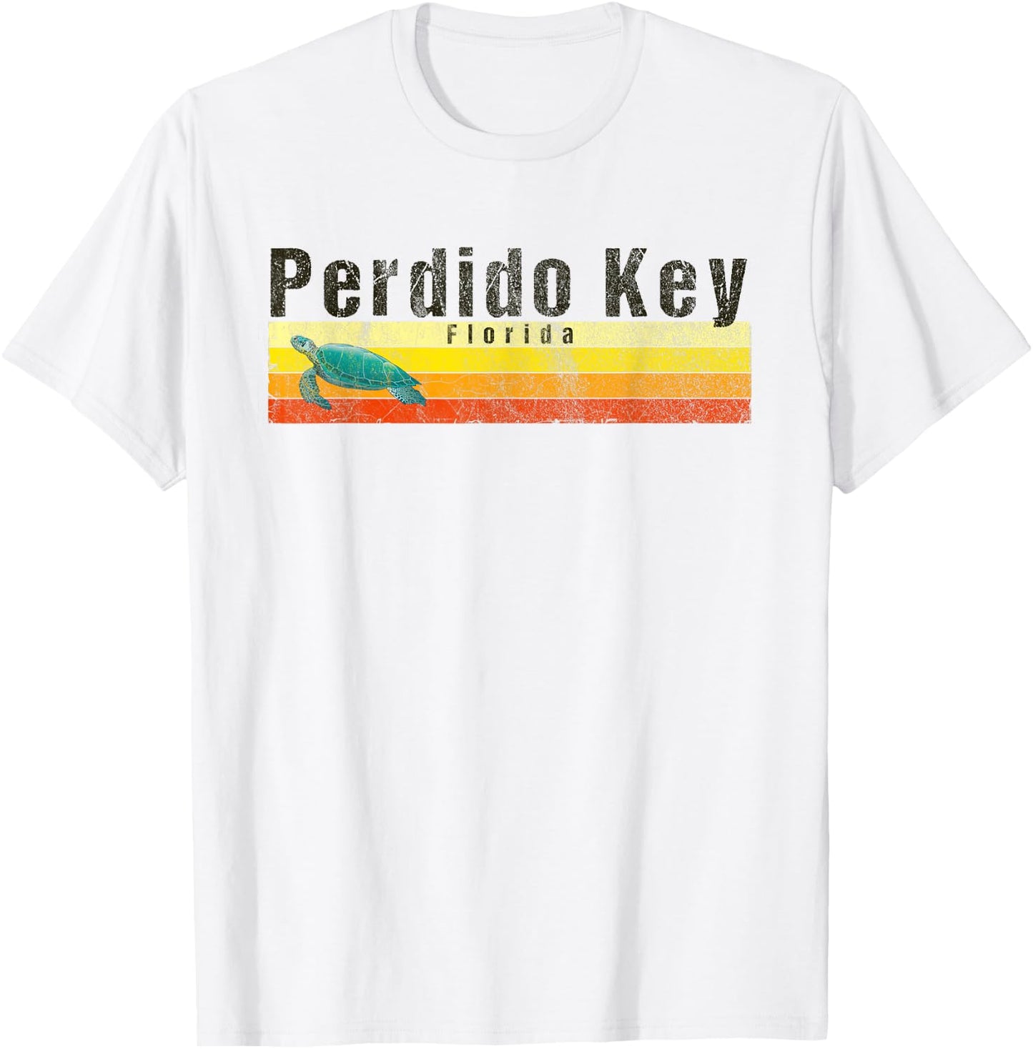 Perdido Key, FL Vintage Style Sea Turtle T-Shirt - T-Shirt | White