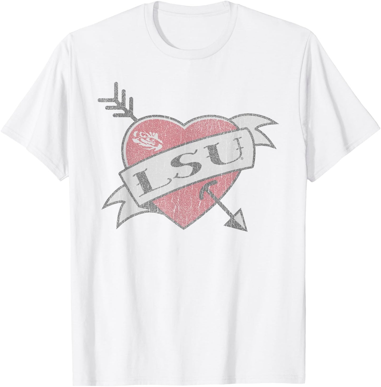 LSU Tigers Valentine Soft Gray Officially Licensed T-Shirt - T-Shirt | White