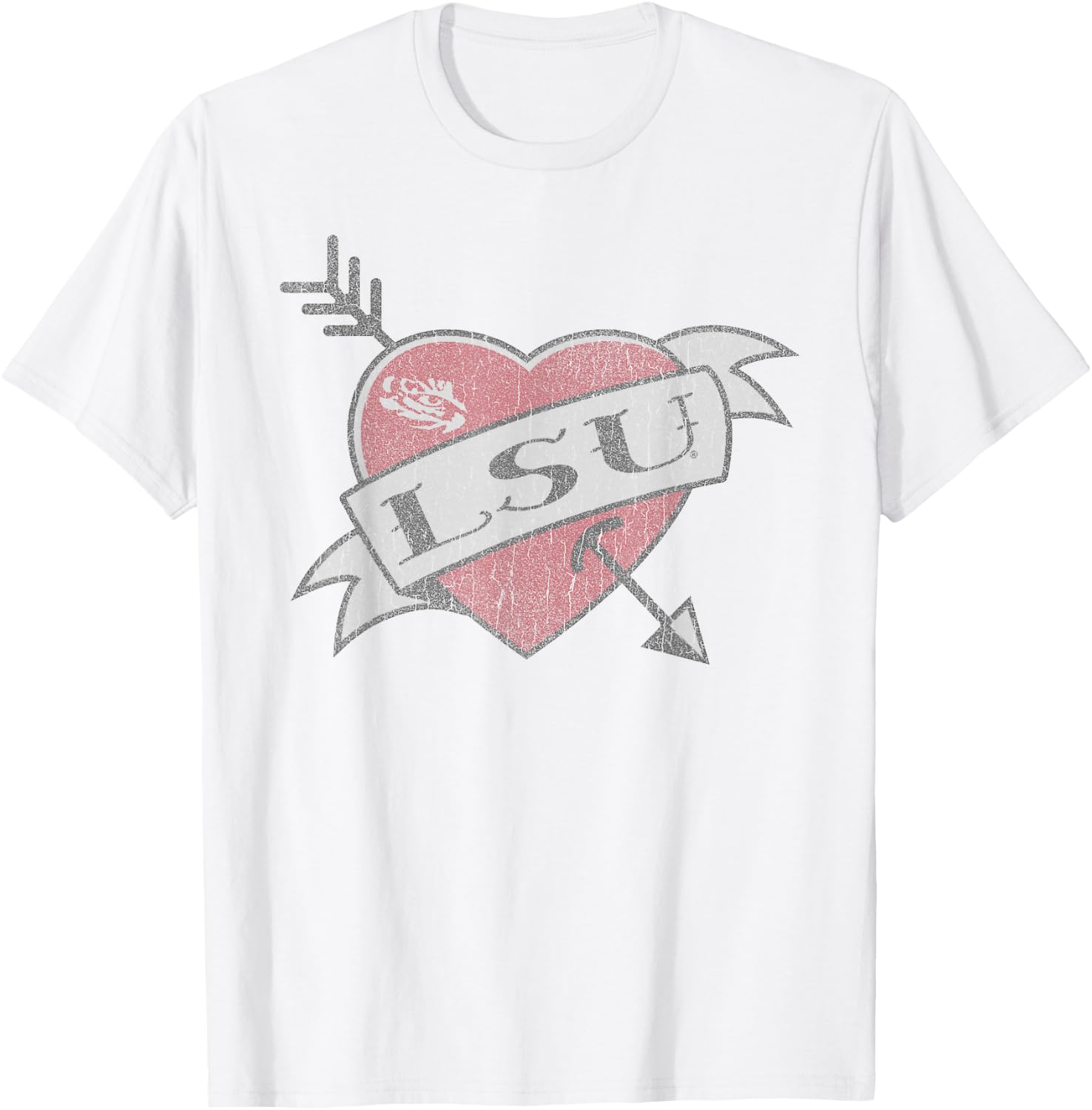 LSU Tigers Valentine Soft Gray Officially Licensed T-Shirt - T-Shirt | White