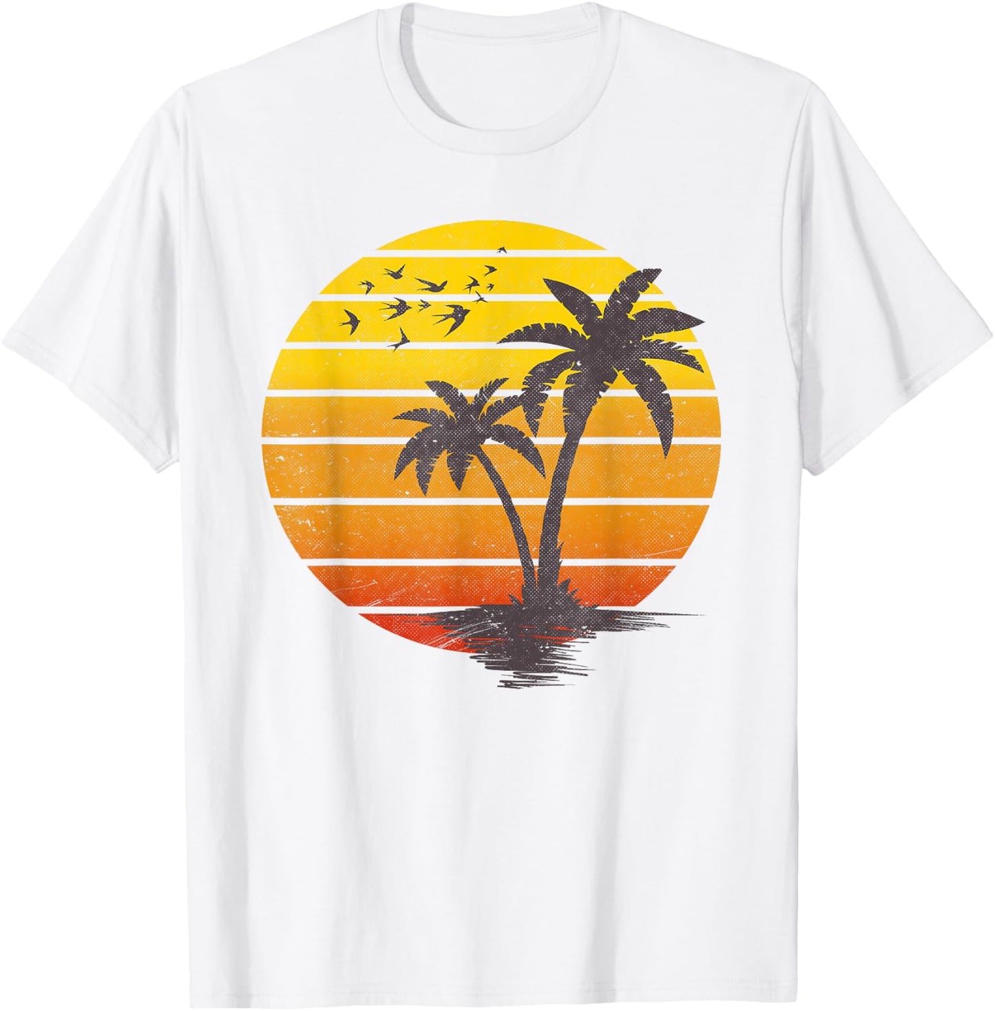 Retro Vintage sunset coco palm tree shirts tropical beach T-Shirt - T-Shirt | White