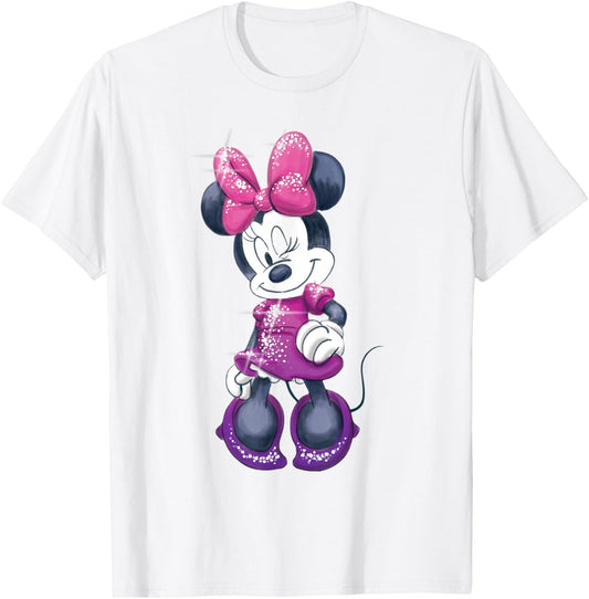 Minnie Mouse - Sparkly Pink and Purple Outfit T-Shirt - T-Shirt | White