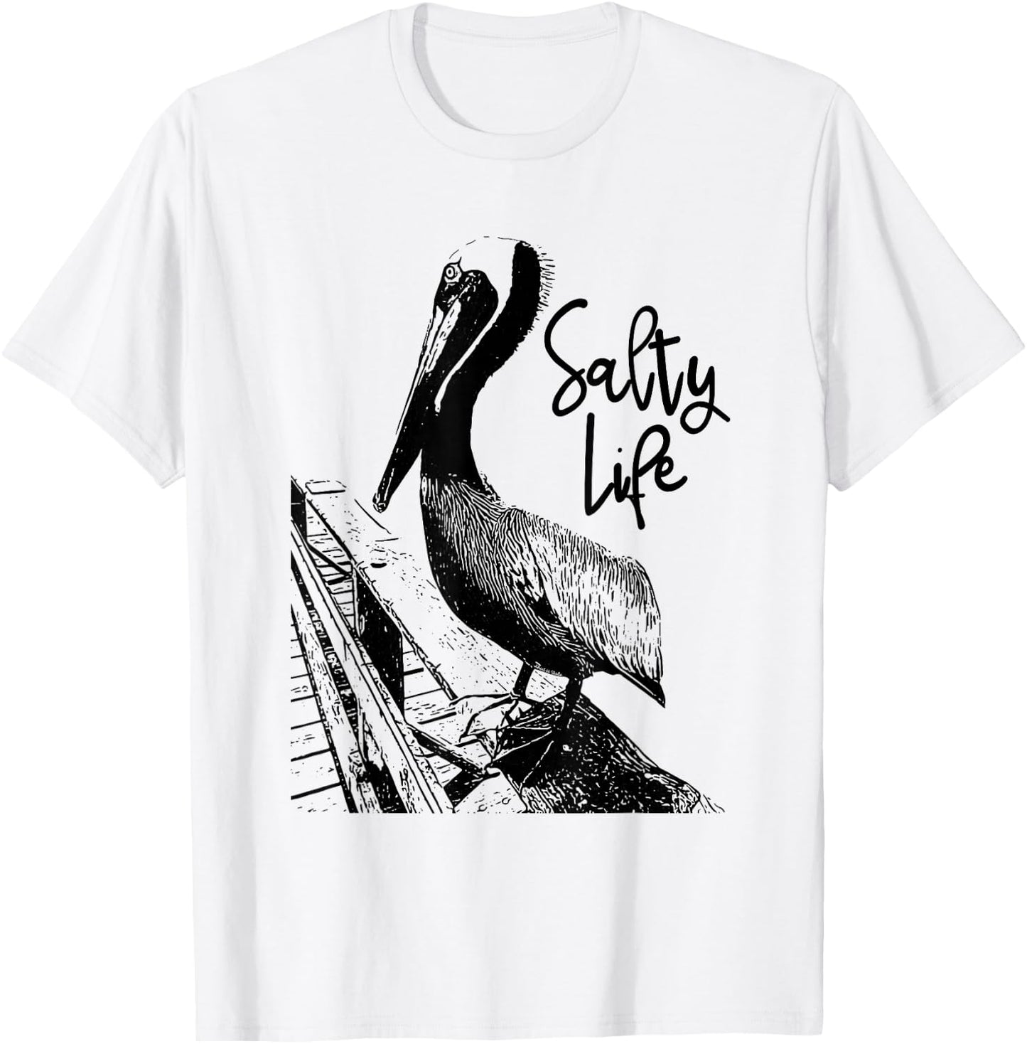 Salty Life Pelican Art T-Shirt - T-Shirt | White