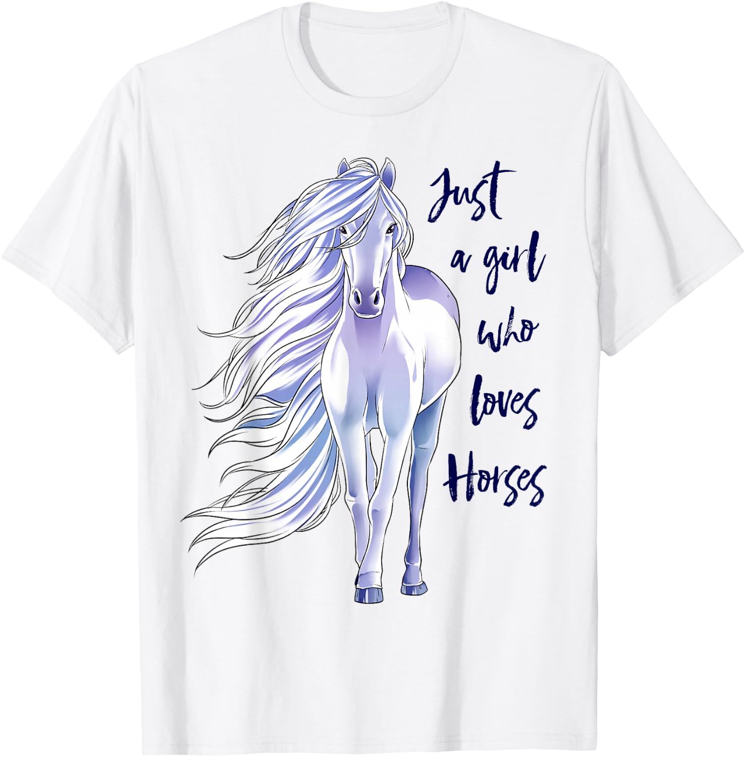 Horse Just a Girl Who Loves Horseback Riding Equestrian Farm T-Shirt - T-Shirt | White