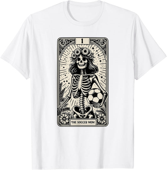 Soccer Mom Skeleton Tarot Card Vintage Halloween T-Shirt - T-Shirt | White