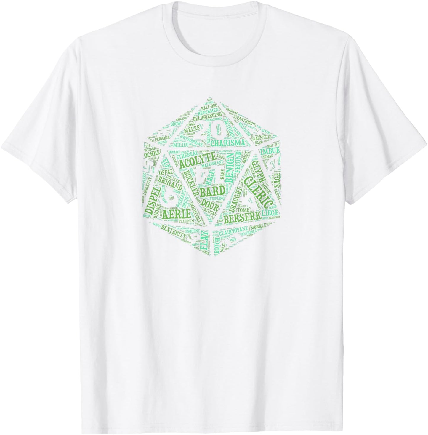 Tabletop Roleplay Adventure d20 Word Art Dice T-Shirt - T-Shirt | White