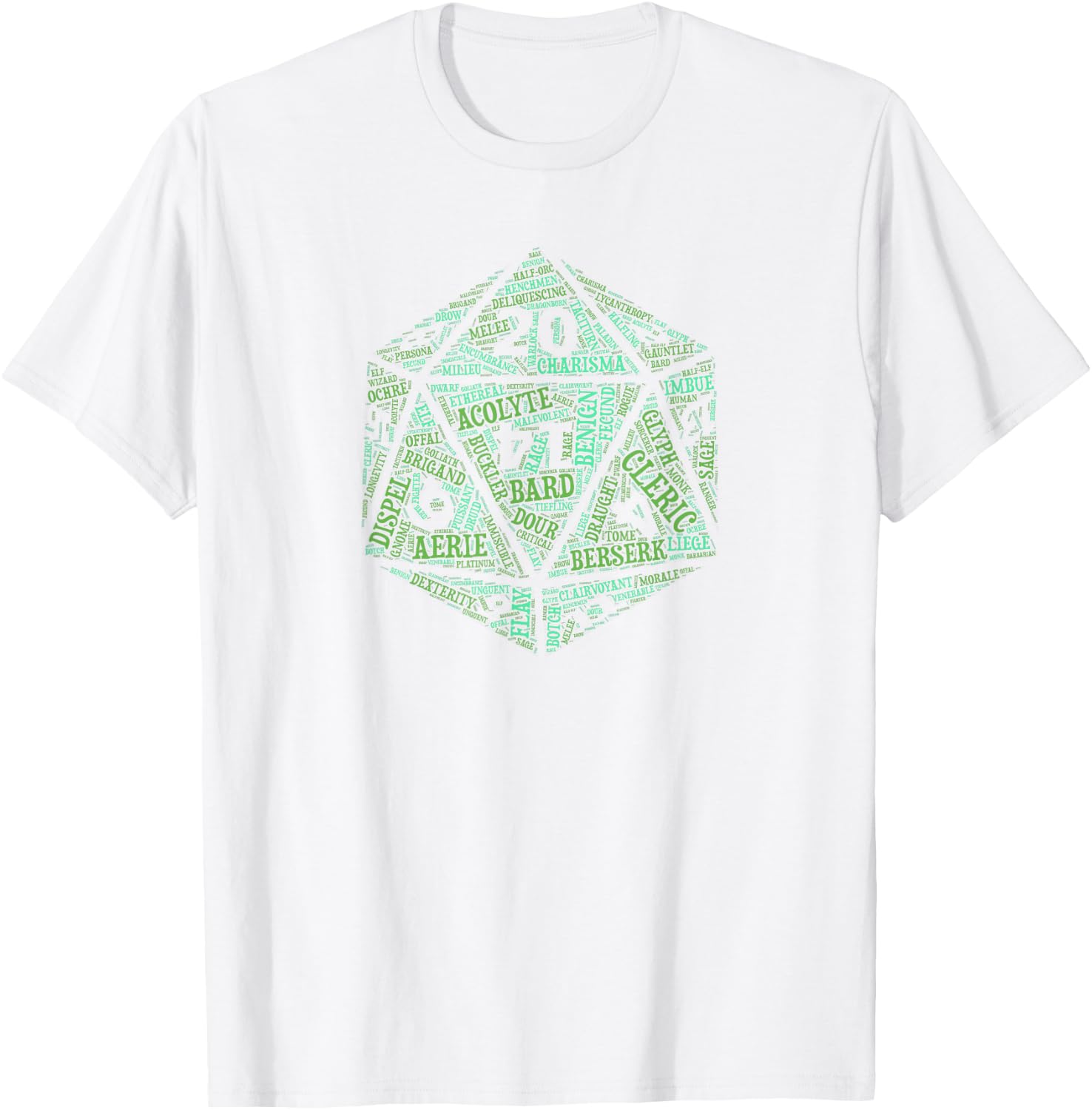 Tabletop Roleplay Adventure d20 Word Art Dice T-Shirt - T-Shirt | White