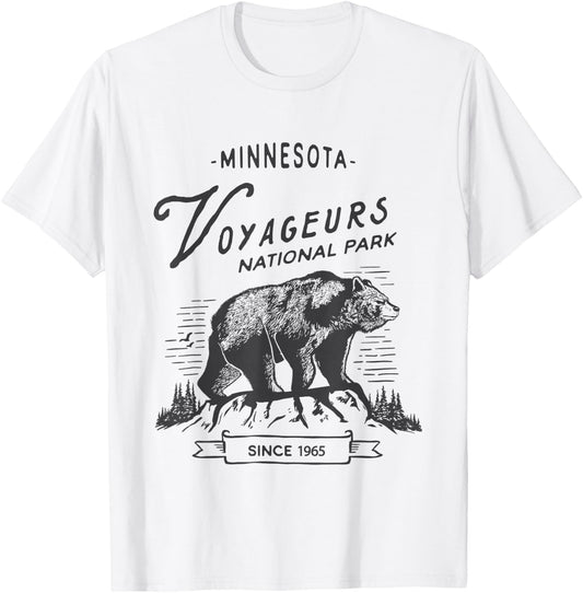 Vintage Voyageurs National Park Shirt Retro Bear Minnesota T-Shirt - T-Shirt | White