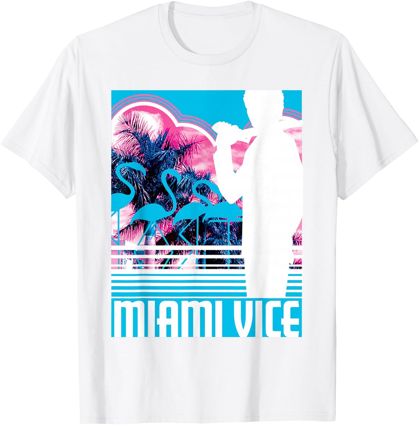 Miami Vice Classic Neon Poster T-Shirt - T-Shirt | White