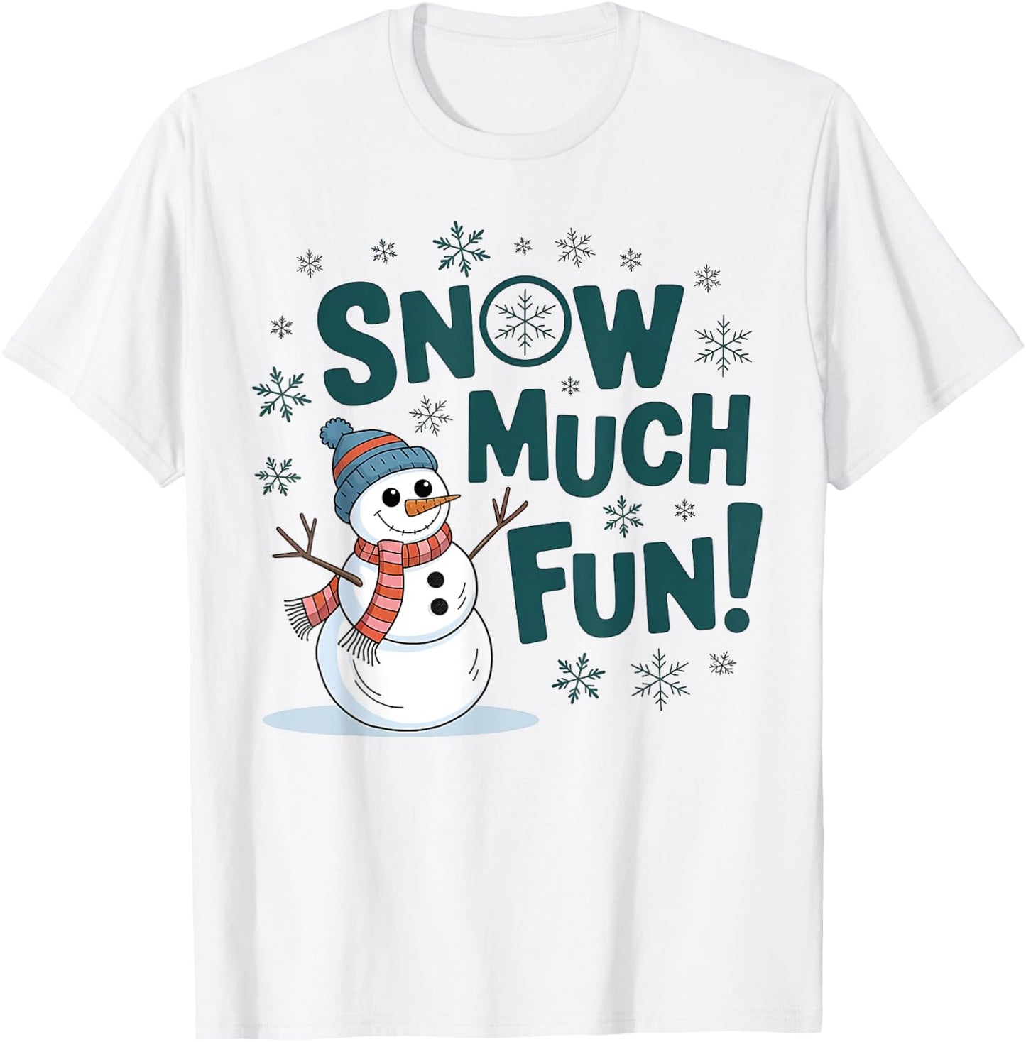 Snow Much Fun Winter Snowman Funny Christmas Kids Women Men T-Shirt - T-Shirt | White