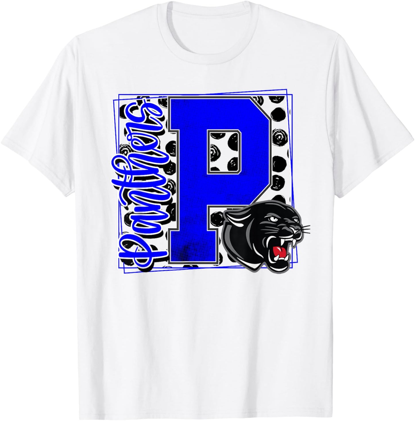 Panthers School Spirit Game Day Mascot Blue Panther Pride T-Shirt - T-Shirt | White