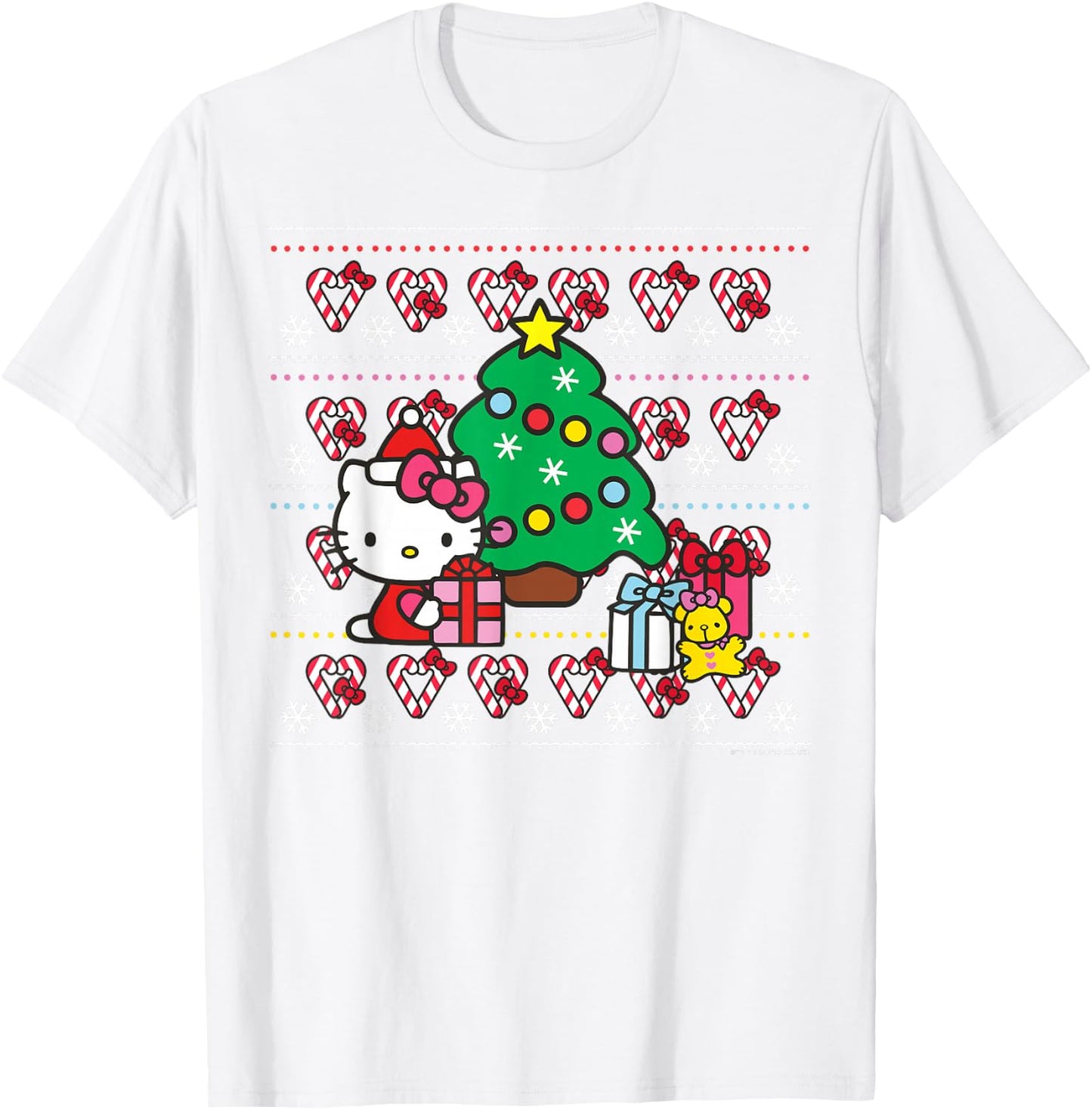Hello Kitty Candy Cane Christmas Sweater Shirt T-Shirt - T-Shirt | White