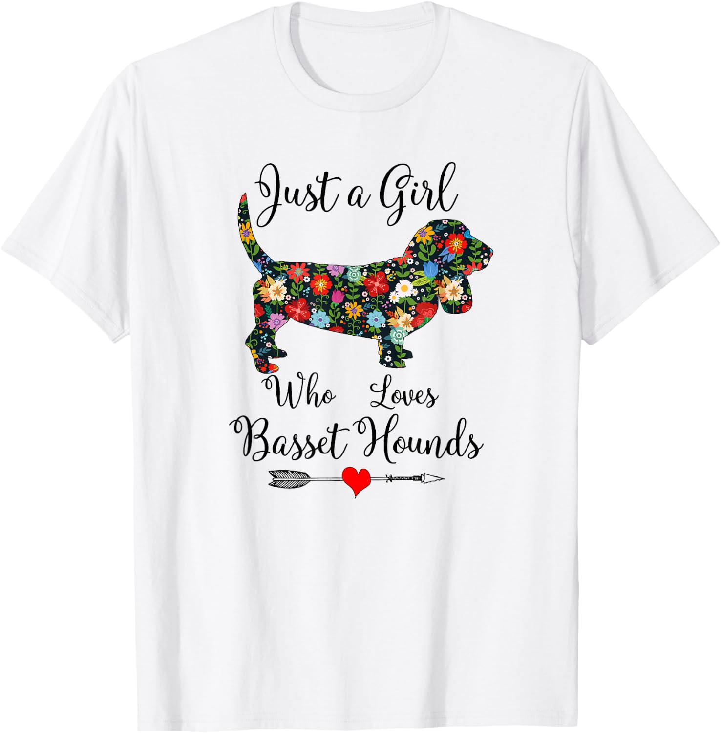 JUST A GIRL WHO LOVES BASSETT HOUNDS Cute Design T-Shirt - T-Shirt | White