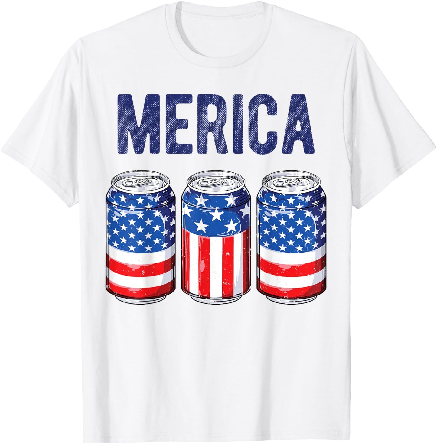 Beer American Flag 4th of July Men Women Merica USA Drinking T-Shirt - T-Shirt | White
