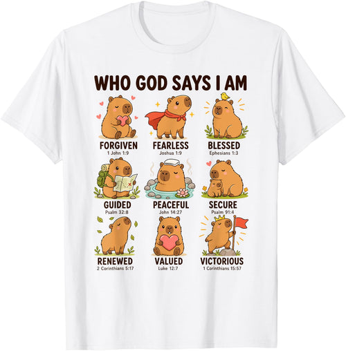 Who God Says I Am Capybara Christian Faith Bible Verse