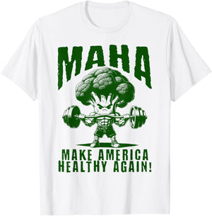 Make America Healthy Again MAHA Eat Vegetables Eat Meat Gym T-Shirt - T-Shirt | White