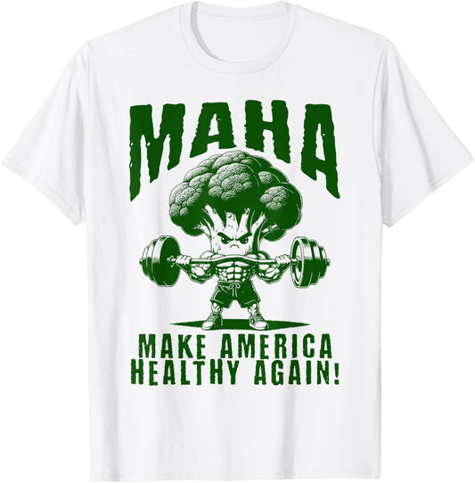 Make America Healthy Again MAHA Eat Vegetables Eat Meat Gym T-Shirt - T-Shirt | White