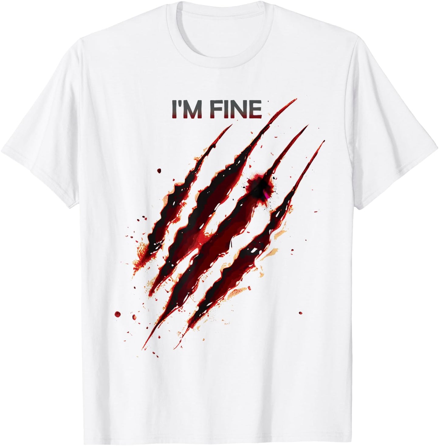 I'm Fine Bloody Shirt Zombie Blood Splatter Halloween T-Shirt - T-Shirt | White