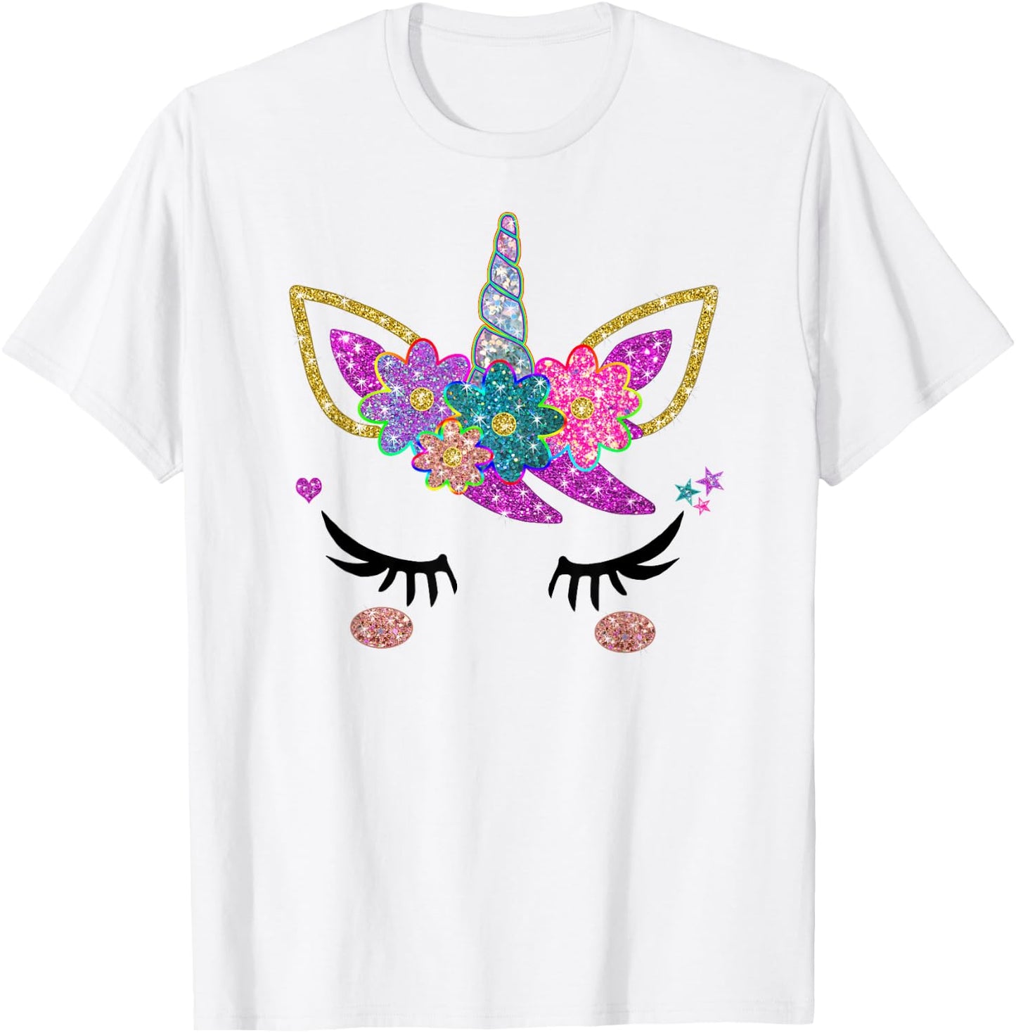 Rainbow Unicorn Face Shirt, Cute Unicorn Birthday Outfit T-Shirt - T-Shirt | White
