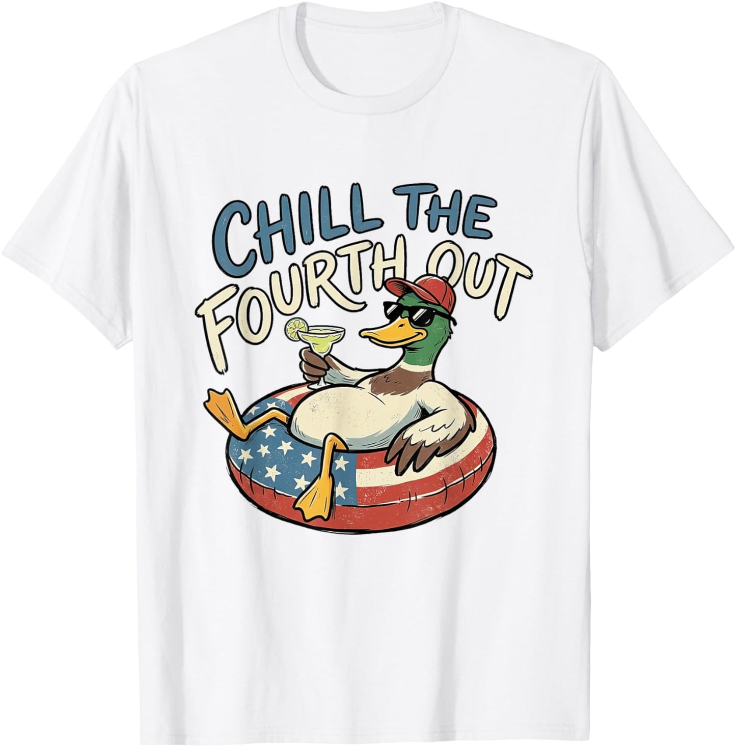 Chill The-Fourth Out Patriotic Mallard Duck 4th of July USA T-Shirt - T-Shirt | White
