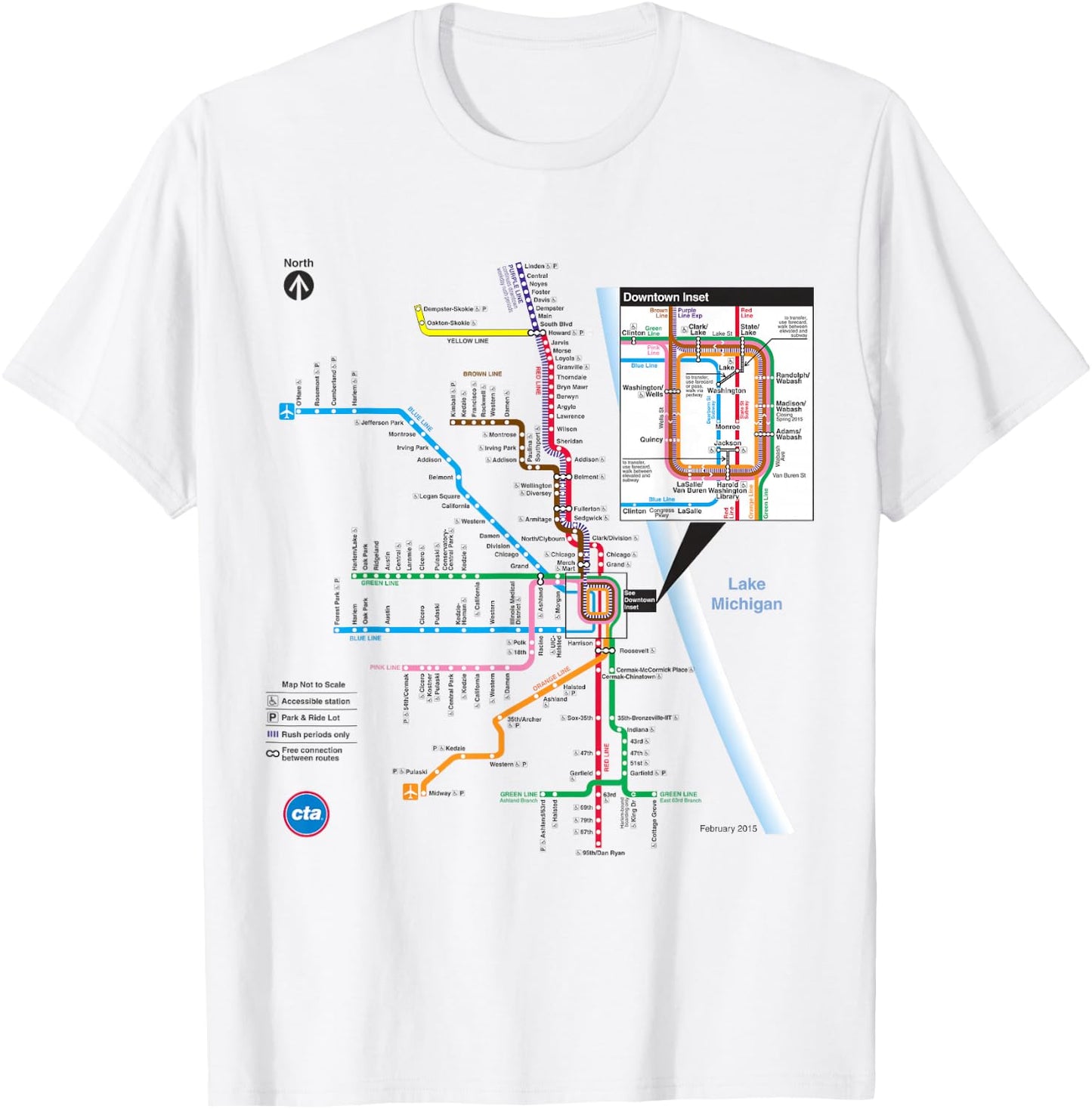 CTA Rail Map T-Shirt - T-Shirt | White