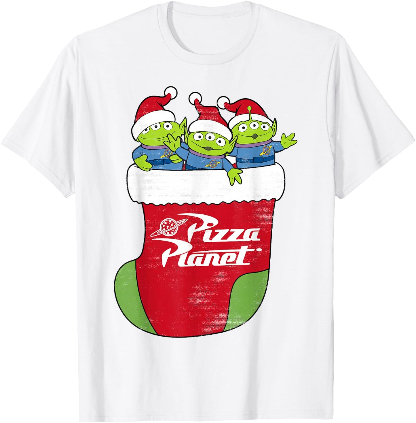 Disney Pixar Toy Story Pizza Planet Aliens In Stocking T-Shirt - T-Shirt | White