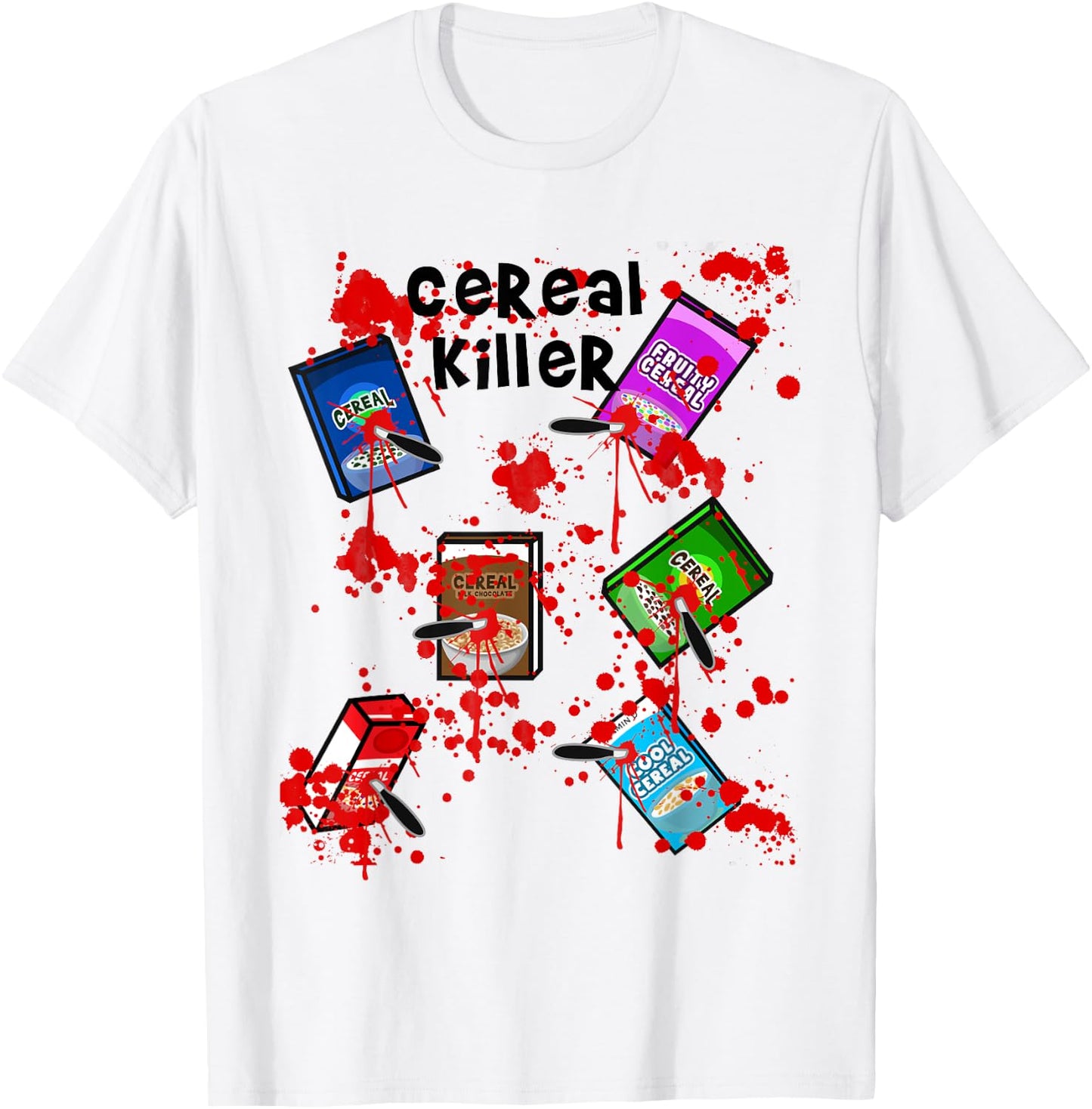 Cereal Killer Funny Easy Lazy Last Minute Halloween Costume T-Shirt - T-Shirt | White
