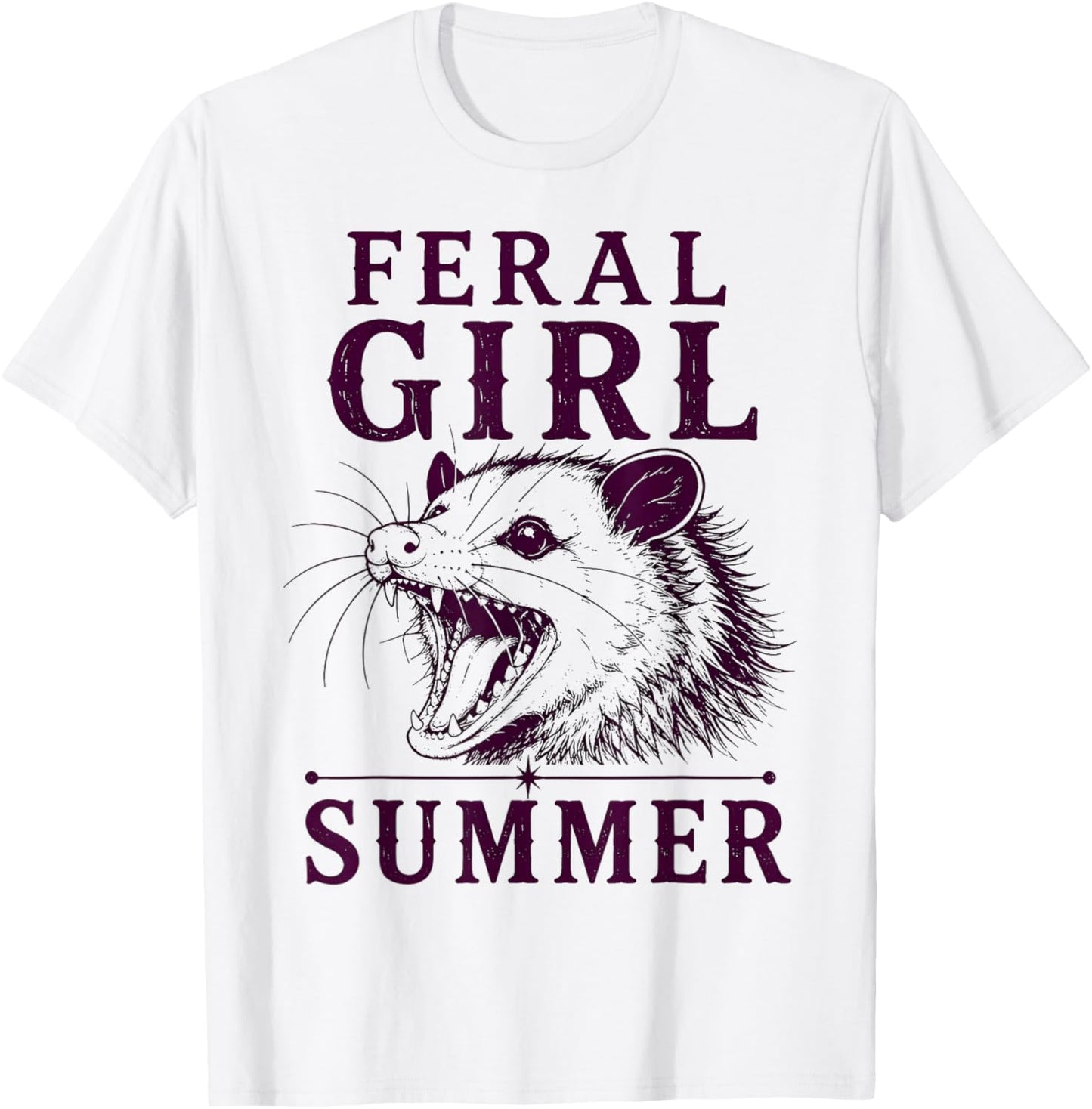 Feral Girl Summer Opossum Vintage T-Shirt - T-Shirt | White