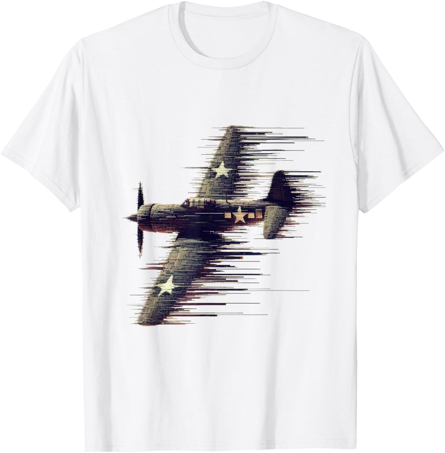 WW2 Distressed Airplane Noisy Jitter Vintage Aviation T-Shirt - T-Shirt | White