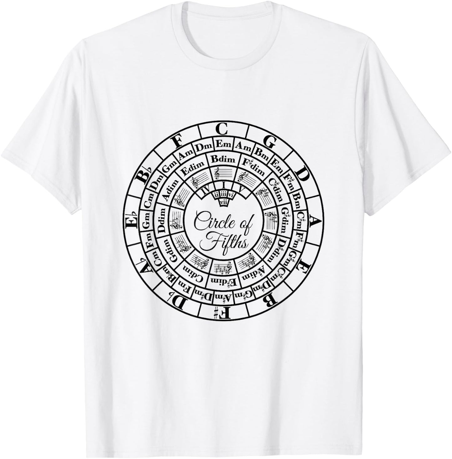 Unique Musician Gift Apparel Circle of Fifths Classical Harmony & Theory Chart T-Shirt - T-Shirt | White