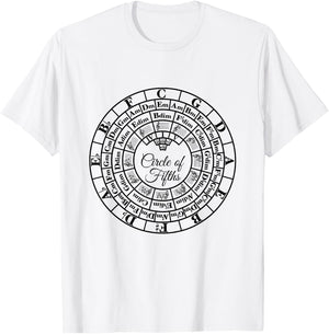 Unique Musician Gift Apparel Circle of Fifths Classical Harmony & Theory Chart T-Shirt - T-Shirt | White