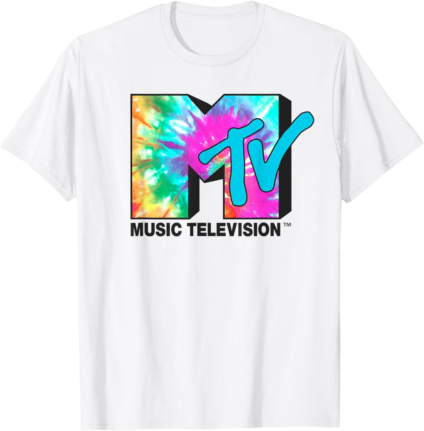 MTV Bright Rainbow Tie Dye Logo Small T-Shirt - T-Shirt | White